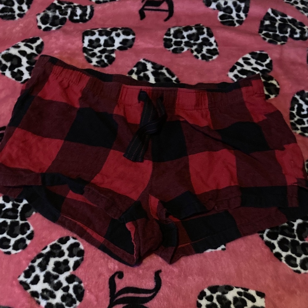Old Navy Red and Black Plaid Women's Sleep Shorts